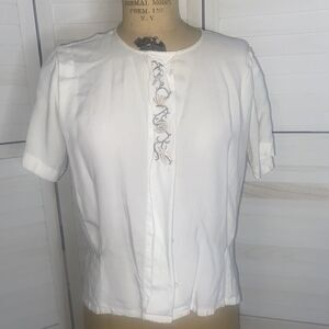 VINTAGE Ann Taylor Studio Button Up Blouse Shirt Size 6 Made in Hong Kong